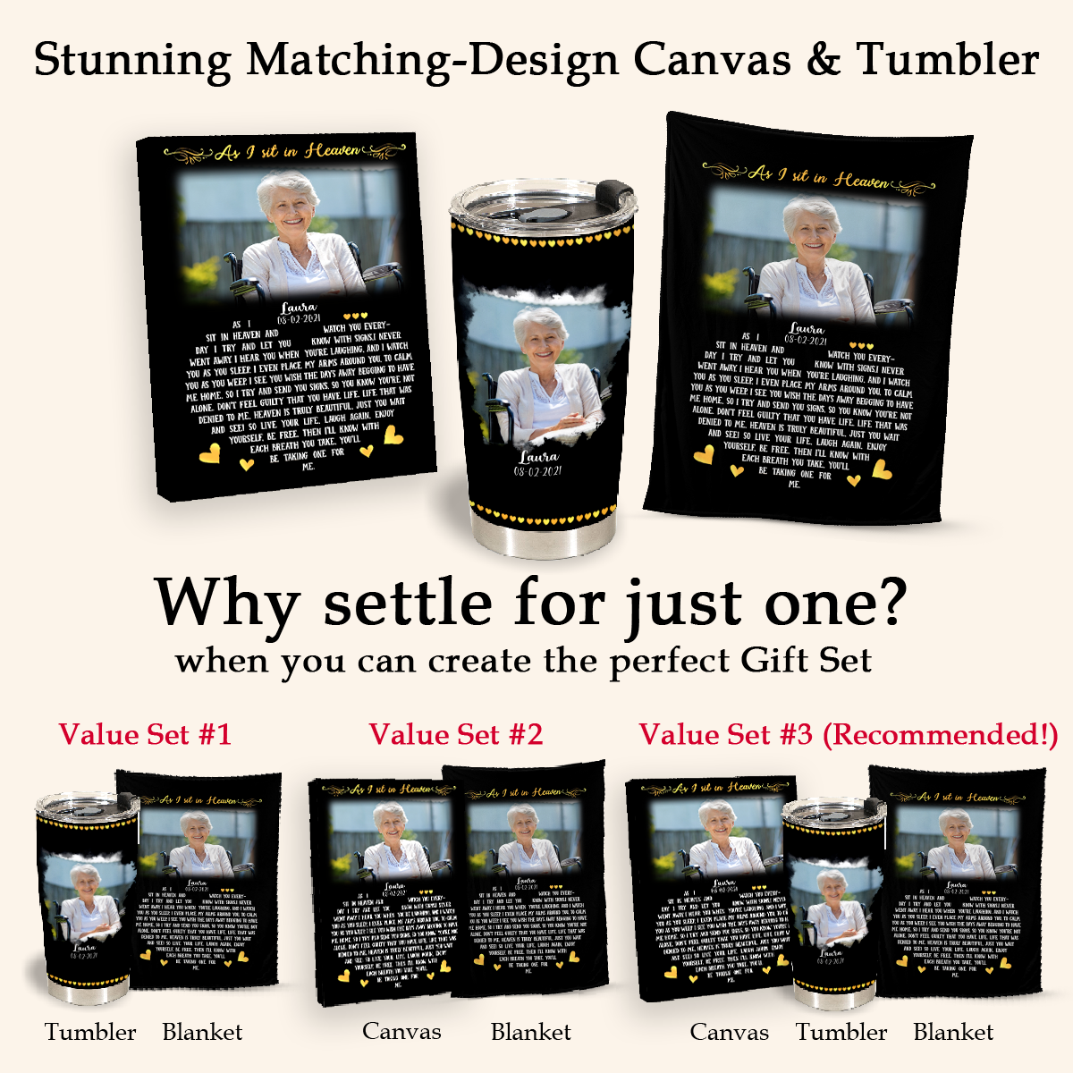 As I Sit In Heaven Black Personalized Photo Blanket Memorial