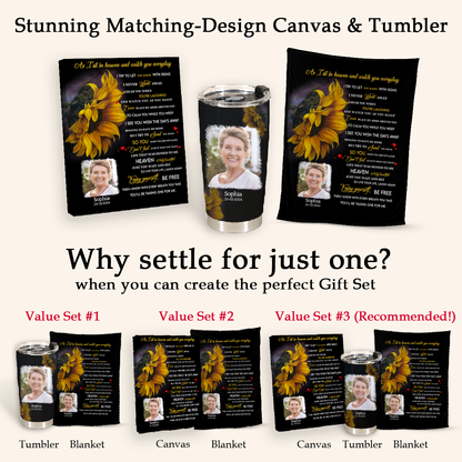 Heaven Sunflower Personalized Photo Blanket Memorial