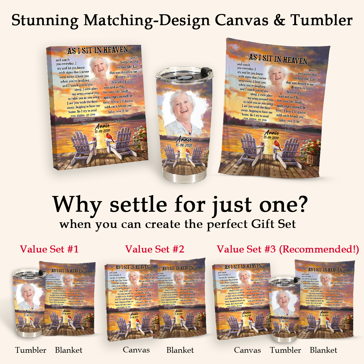 As I Sit In Heaven Personalized Photo Blanket Memorial