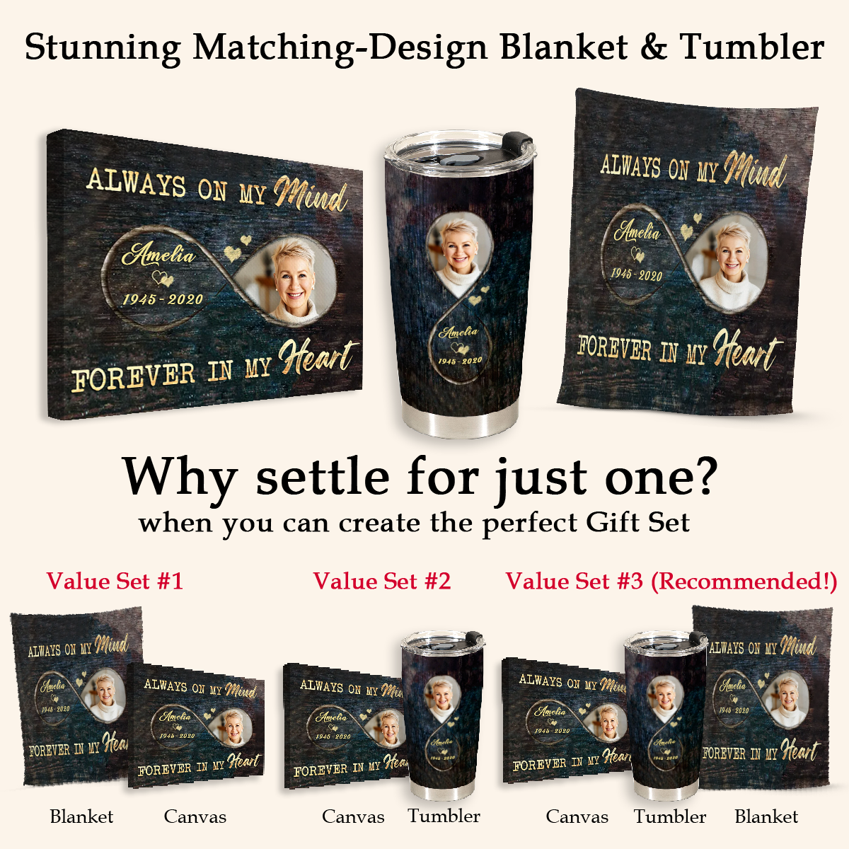 Infinity Love For My Angel Memorial Photo Canvas Memorial Gift