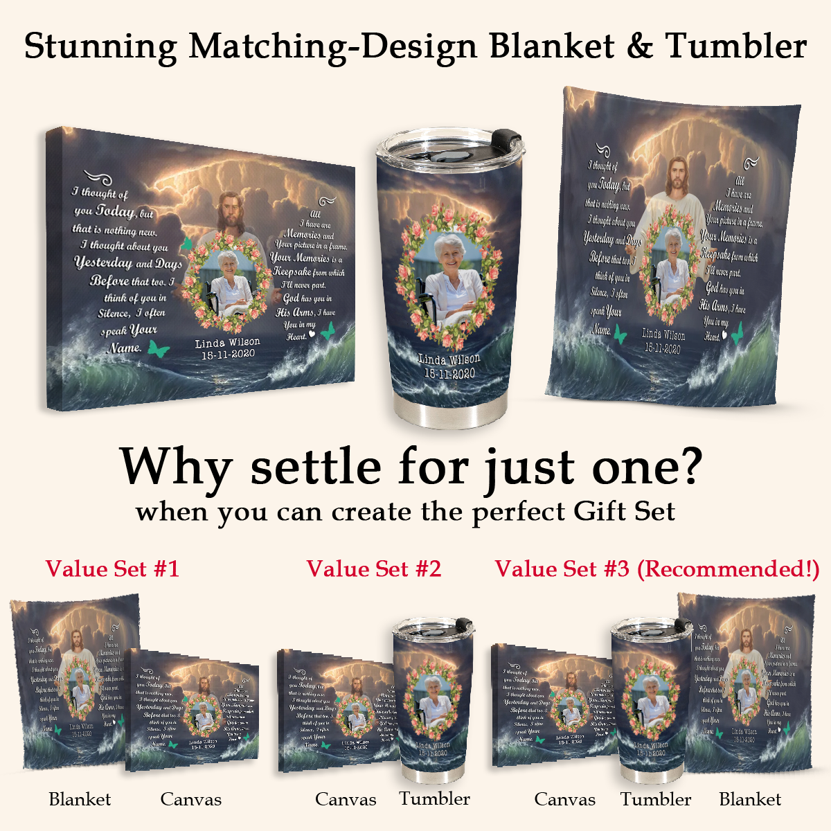 Miss You Everyday Personalized Photo Canvas Memorial