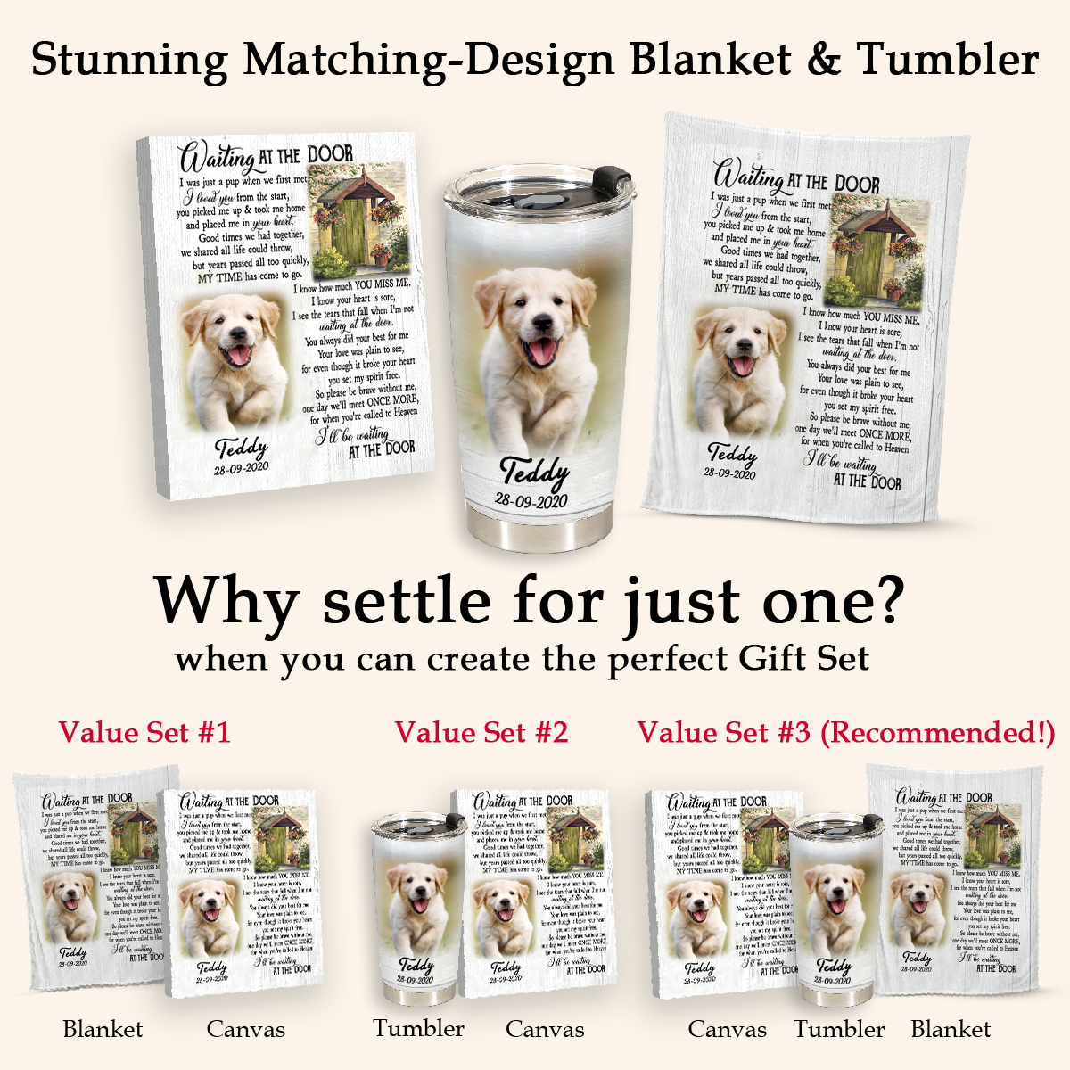 I'll Be Wating At The Door Memorial Pet Photo Canvas