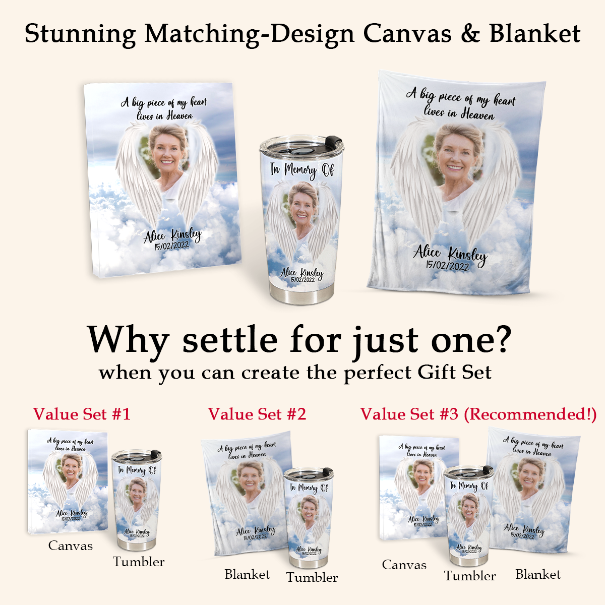 In Memory Personalized Gifts - Angel Wings A Big Piece Of My Heart - Hot Cold Tumbler Personalized