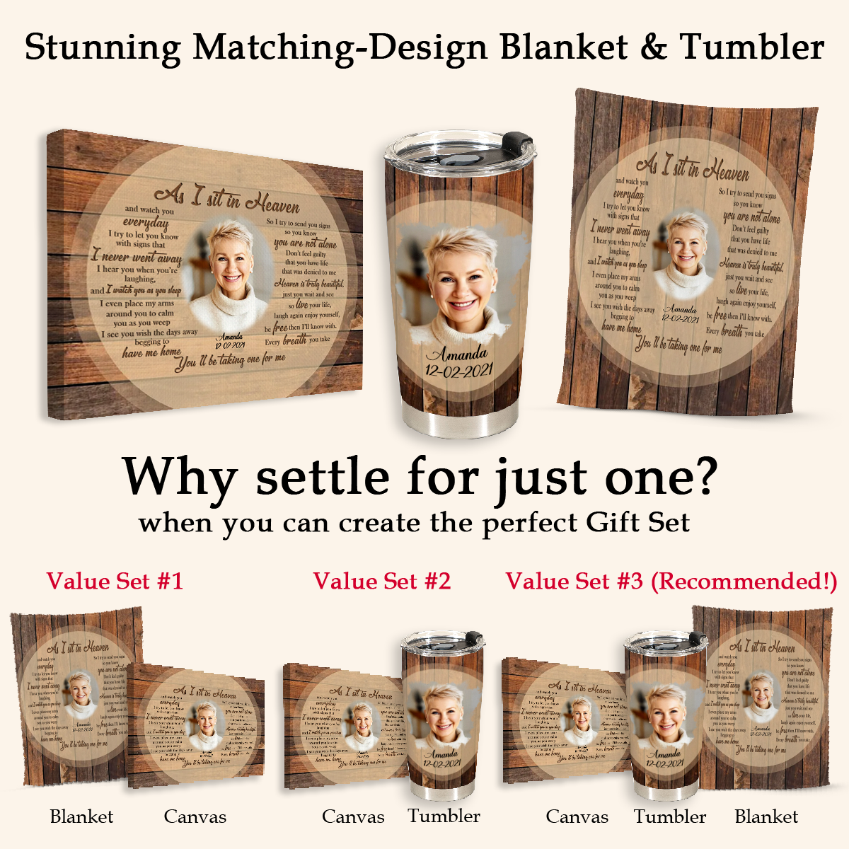 Wooden Art Heaven Letter Custom Photo Canvas Memorial