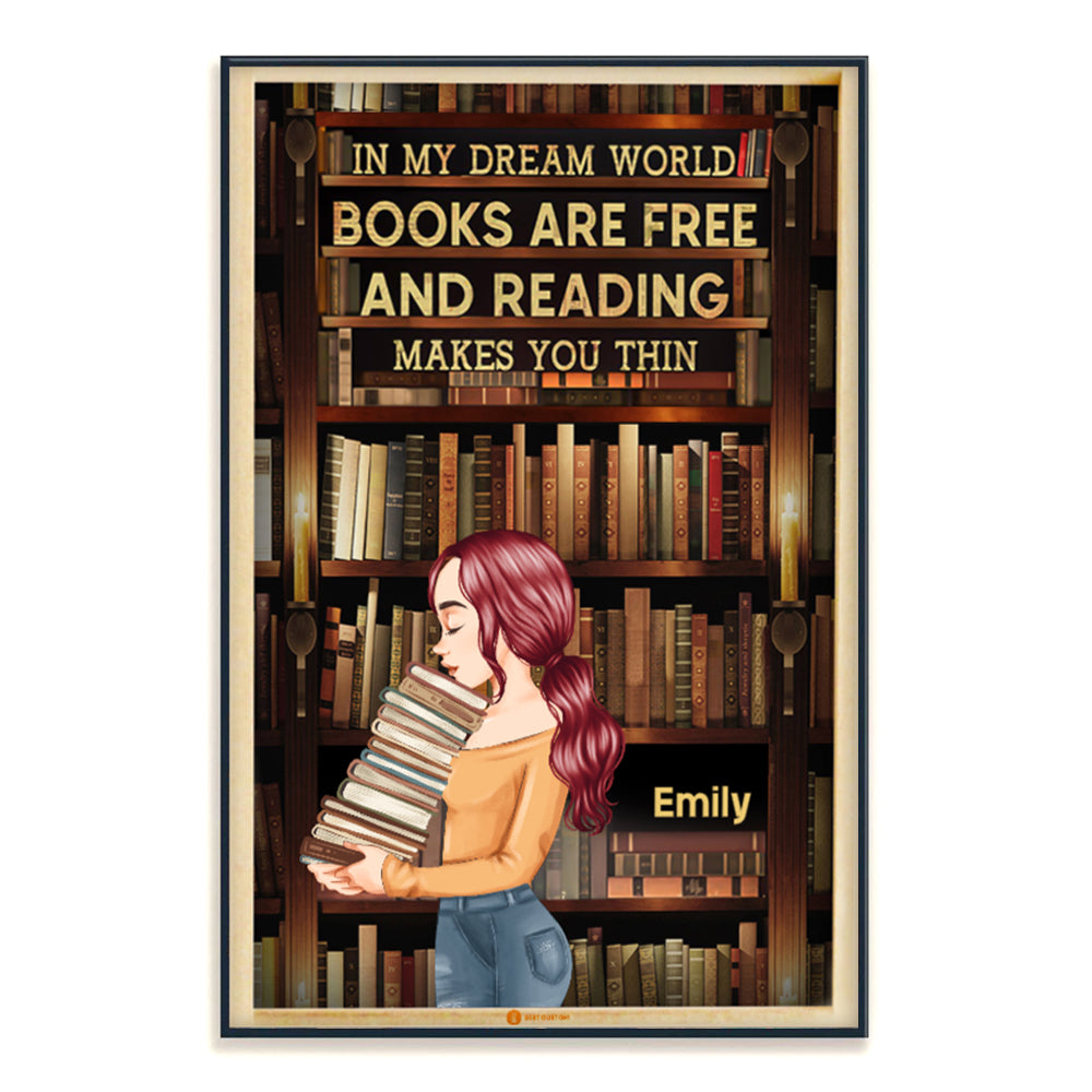 Books Are Free And Reading Makes You Thin - Personalized Canvas - Book