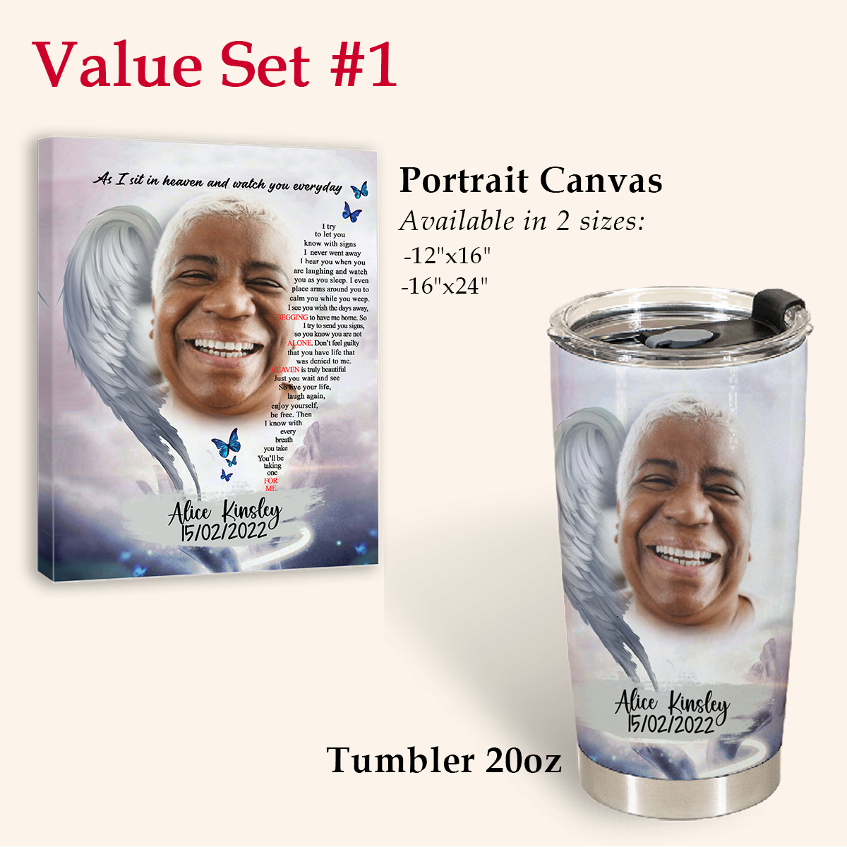 In Loving Memory Gifts - As I Sit In Heaven Angel Wings - Personalized Tumbler Cup