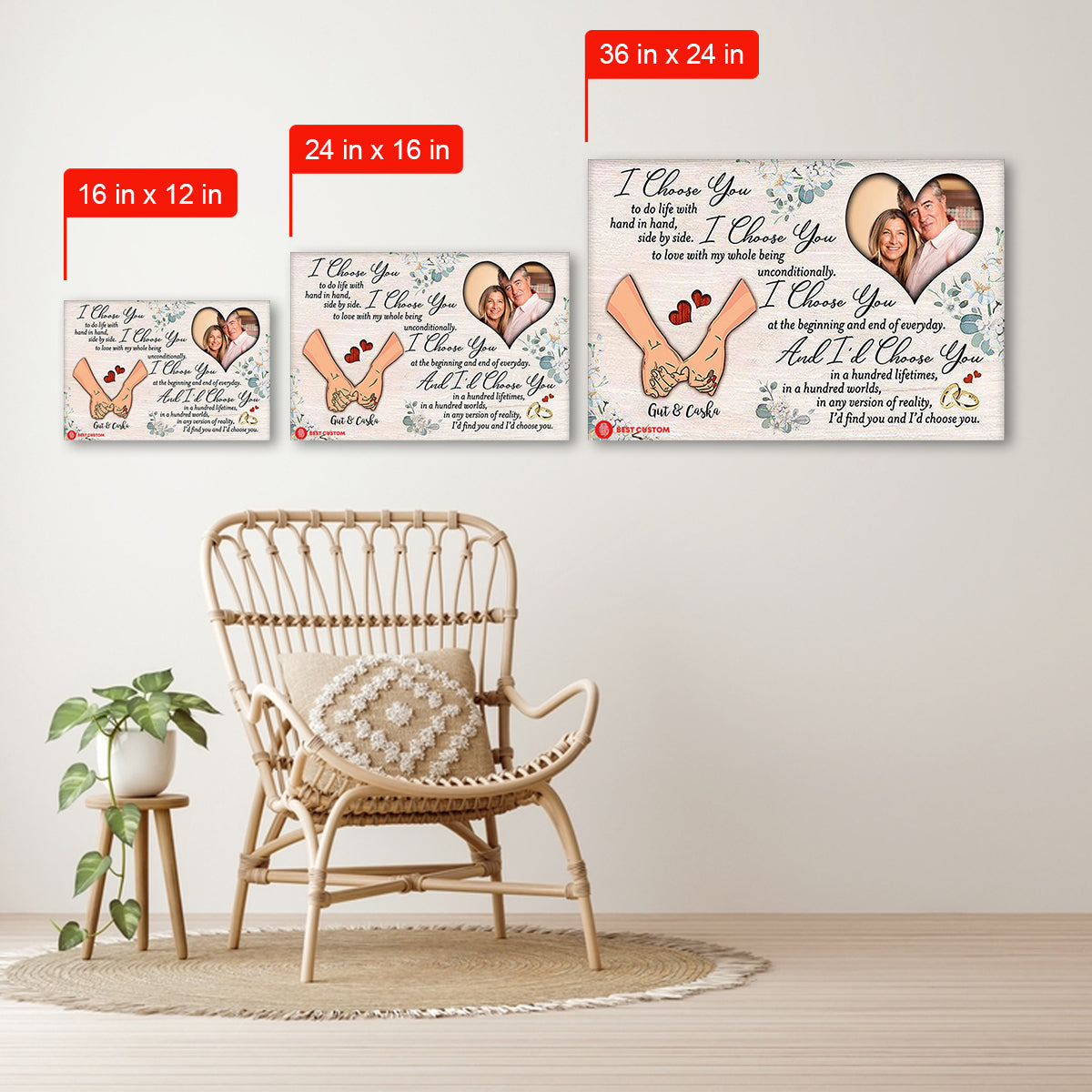 I Choose You Personalized Photo Canvas Gift For Couple