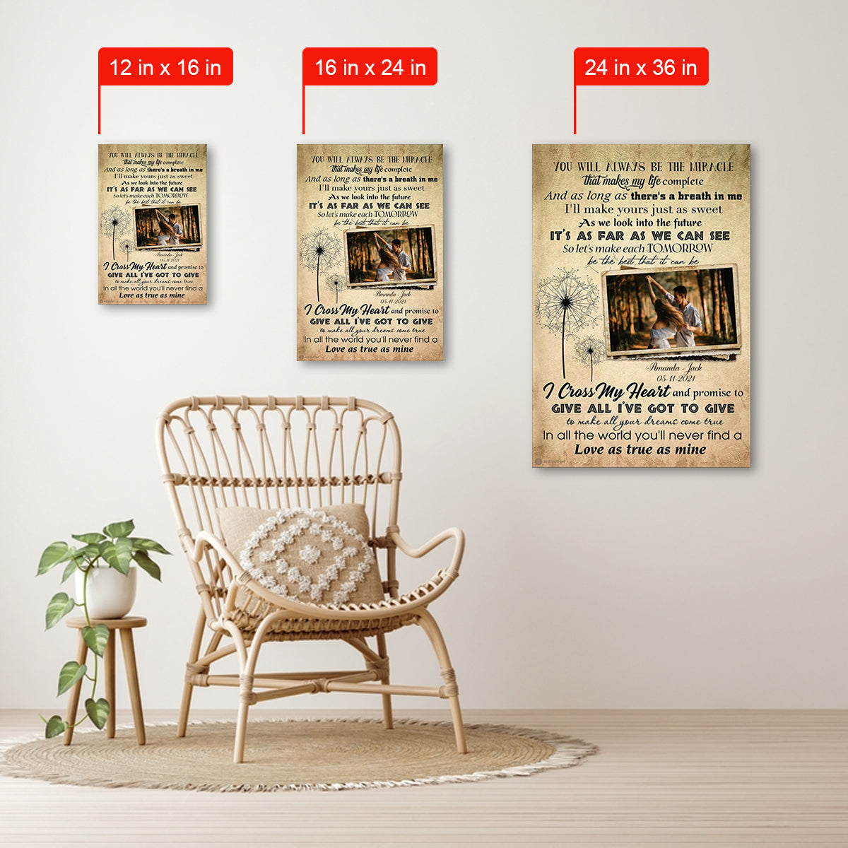 Dandelion You Will Always Be The Miracle - Personalized Photo Canvas - Gift For Couple