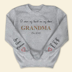 I Wear My Heart On My Sleeve - Personalized Apparel - Gift For Grandma 4_17ef09e5-68a3-4398-a9fb-cbbe63f3c1b9.jpg?v=1698225505