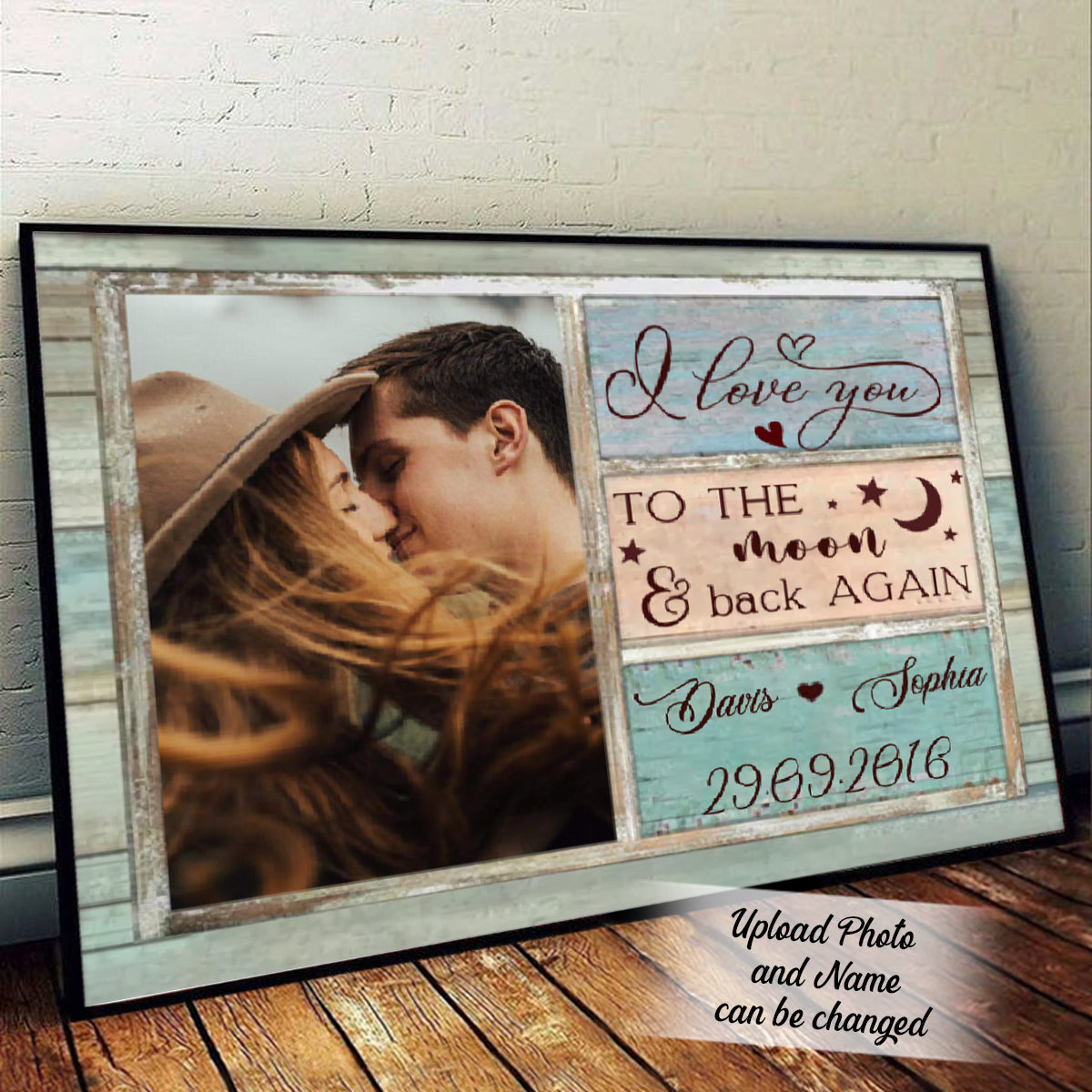 Love You To The Moon And Back Personalized Canvas Couple