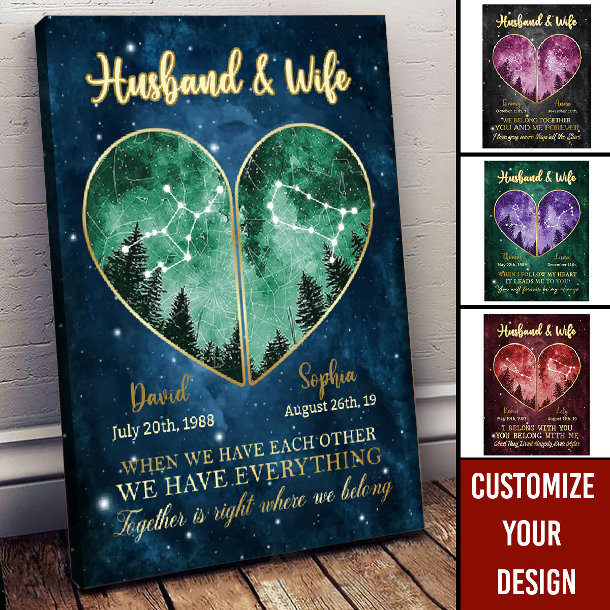 Stars Of Love Couple Zodiac Star Custom Canvas Gift For Couple