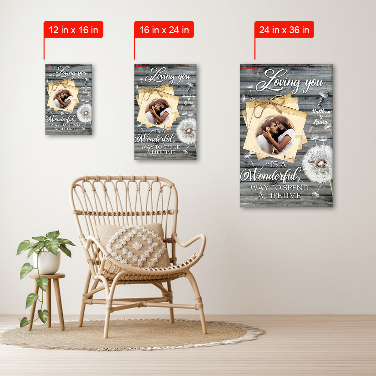 Loving You Personalized Photo Canvas Gift For Couple