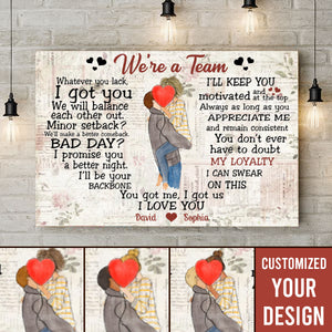 We're A Team Vintage Personalized Canvas Gift For Couple