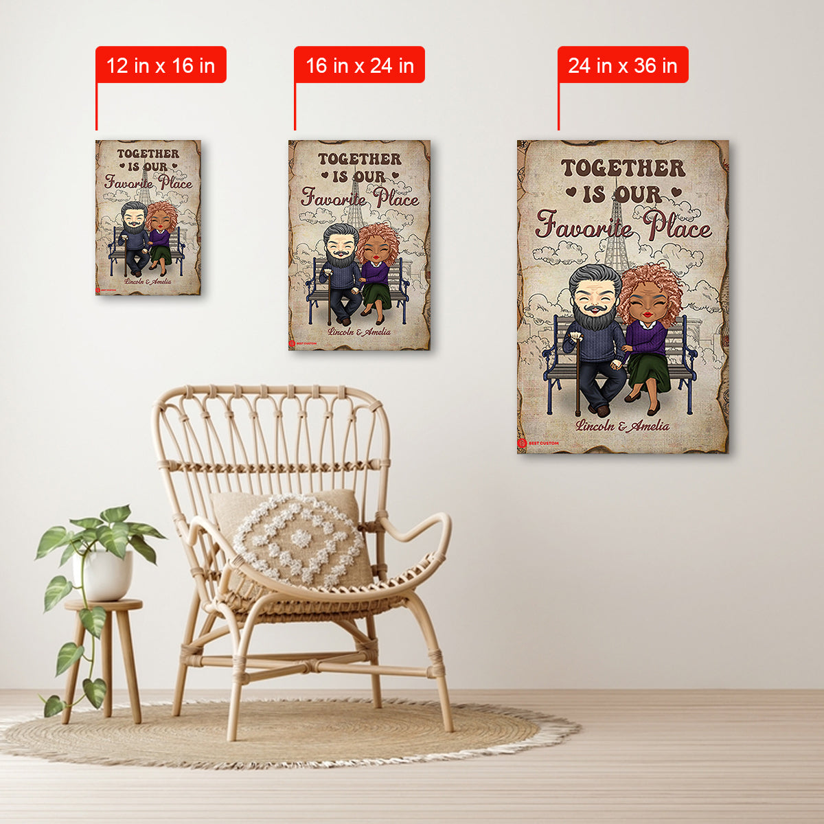 Together Is Our Favorite Place - Personalized Canvas - Gift For Couple