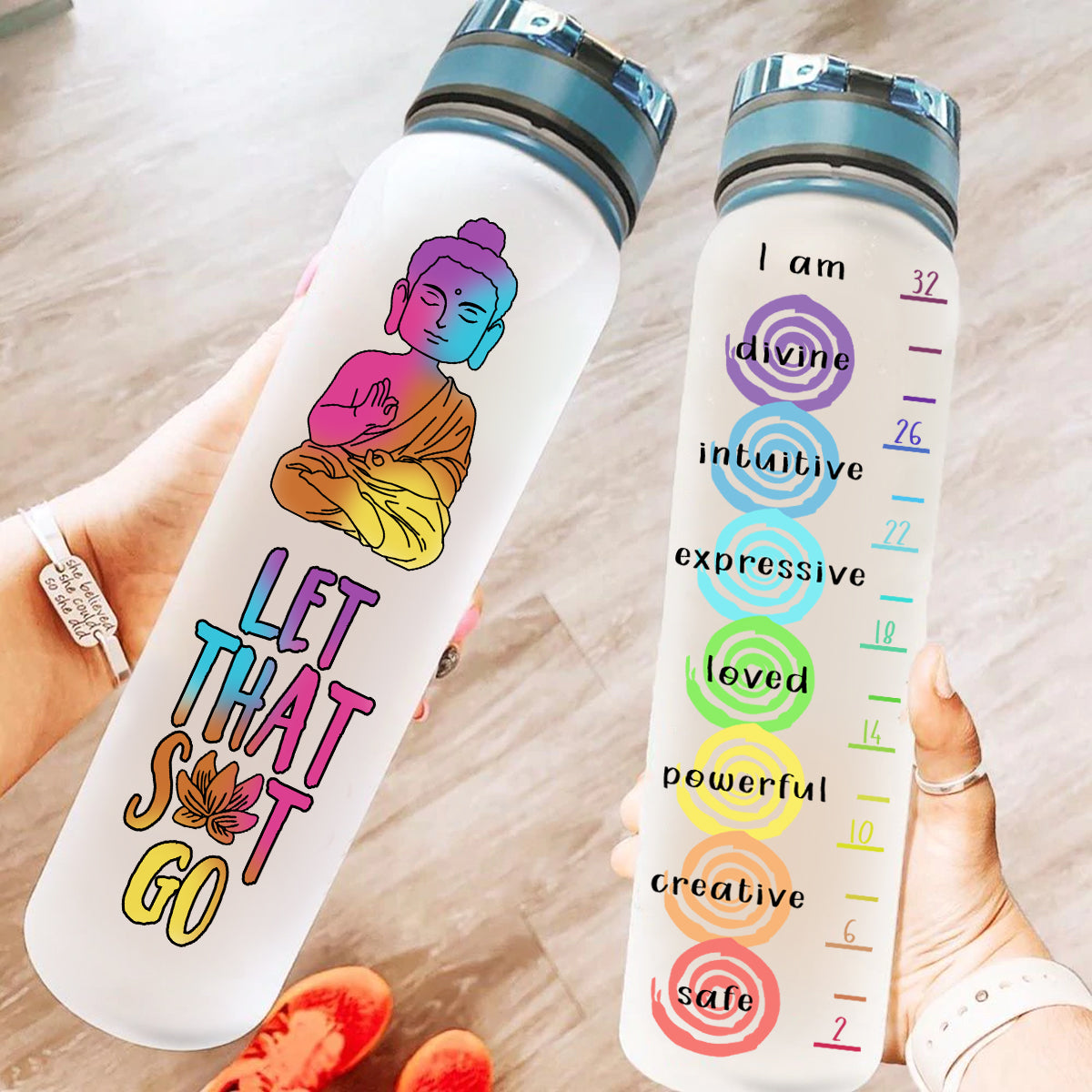 Buddha Yoga Let That Shit Go Motivational Water Bottle Gift For Friend
