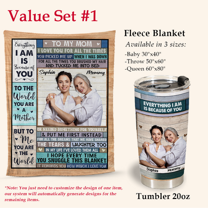 Personalization Gifts For Mom - I Love You For All The Time - Personalized Picture Blanket - Personalized Mother's Day Gift