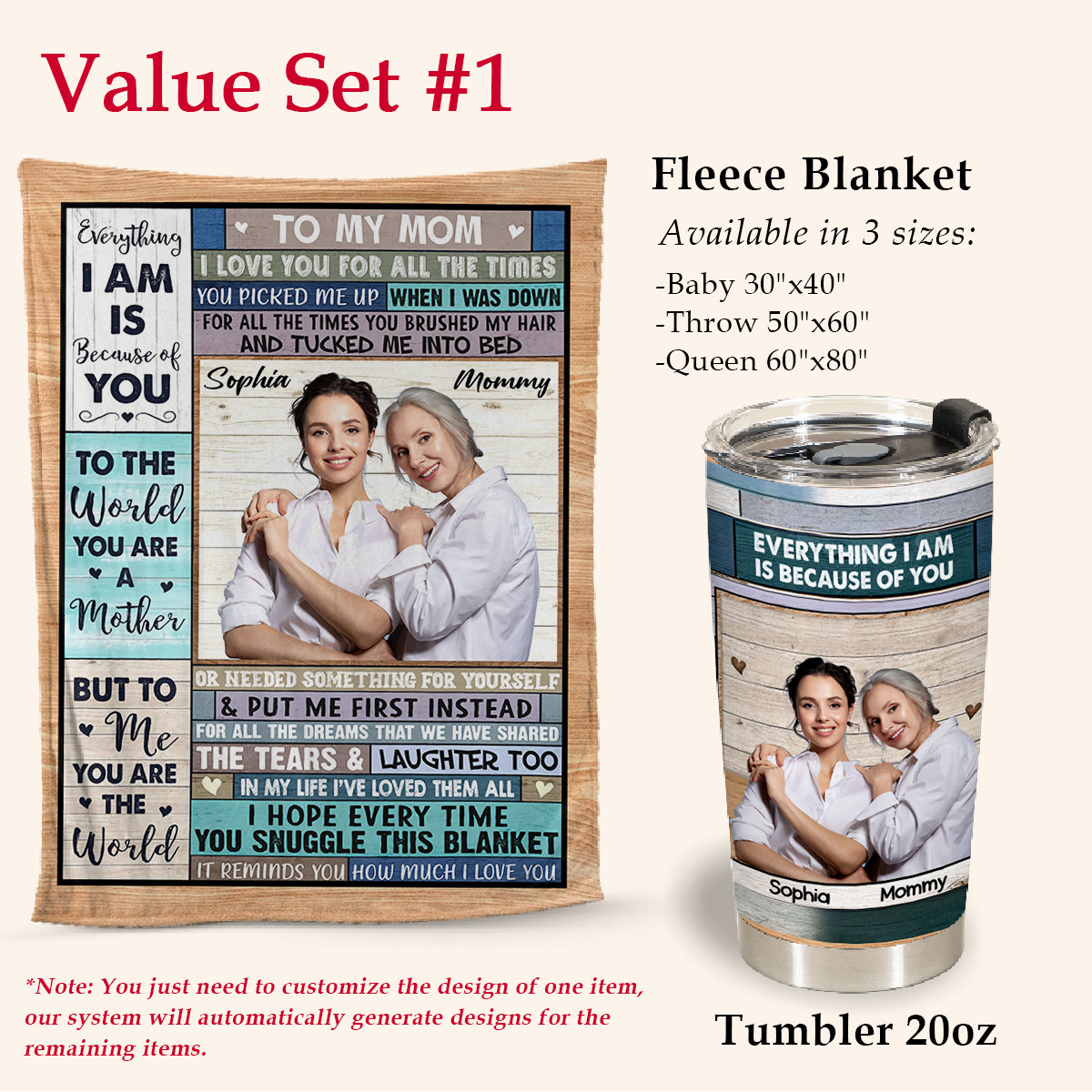 Personalization Gifts For Mom - I Love You For All The Time - Personalized Picture Blanket - Personalized Mother's Day Gift