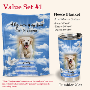 Dog Memorial Blanket - A Piece Of My Heart Lives In Heaven - Memorial Dog Gift