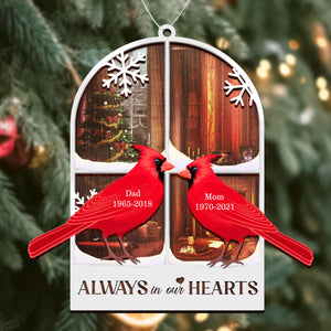 Cardinal Those We Love Don't Go Away Personalized Layered Wooden Ornament Memorial Gift