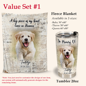 Memorial Blanket For Dog - A Big Piece Of My Heart Lives In Heaven - In Memory Dog Gifts