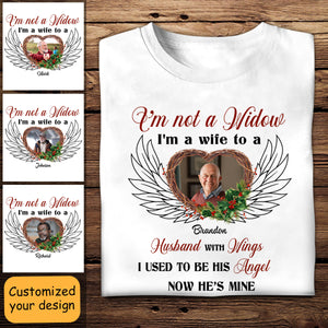 I'm A Wife To A Husband With Wings - Personalized Shirt - Memorial Gift For Widow, Mom, Wife, Daughter Apparel - Memorial