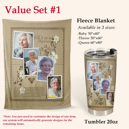 As I Sit In Heaven Custom 4 Photos Blanket Memorial