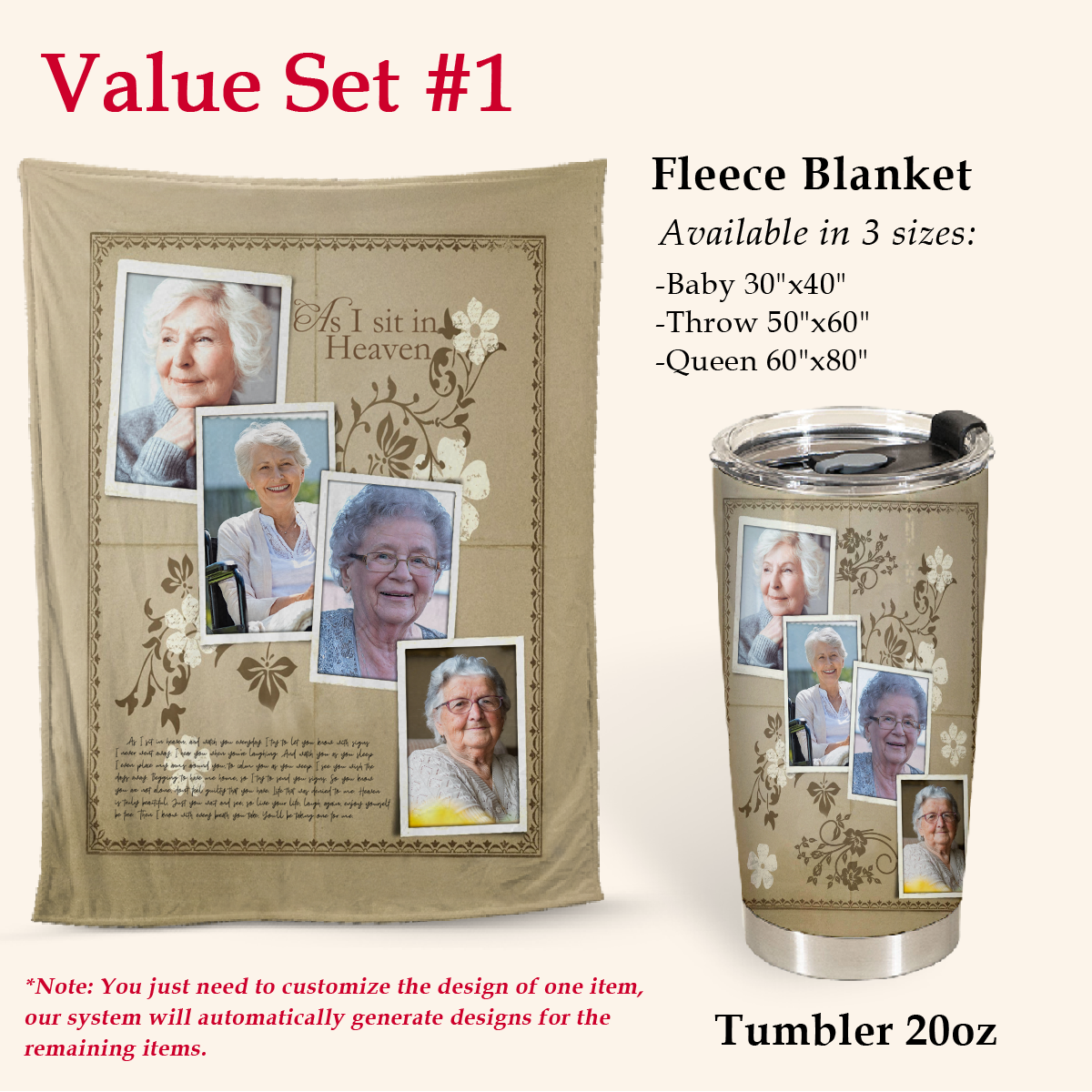 As I Sit In Heaven Custom 4 Photos Blanket Memorial