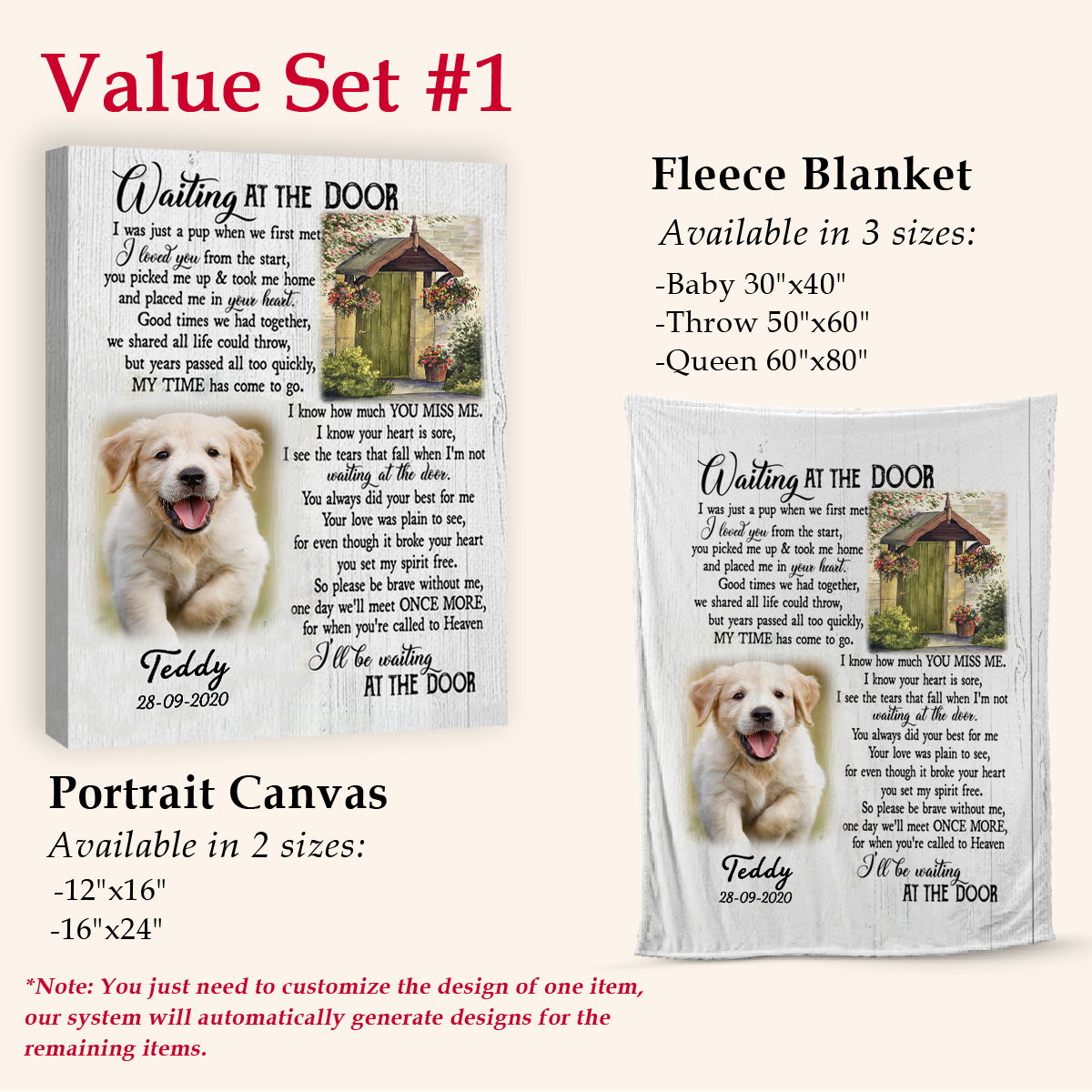 I'll Be Wating At The Door Memorial Pet Photo Canvas