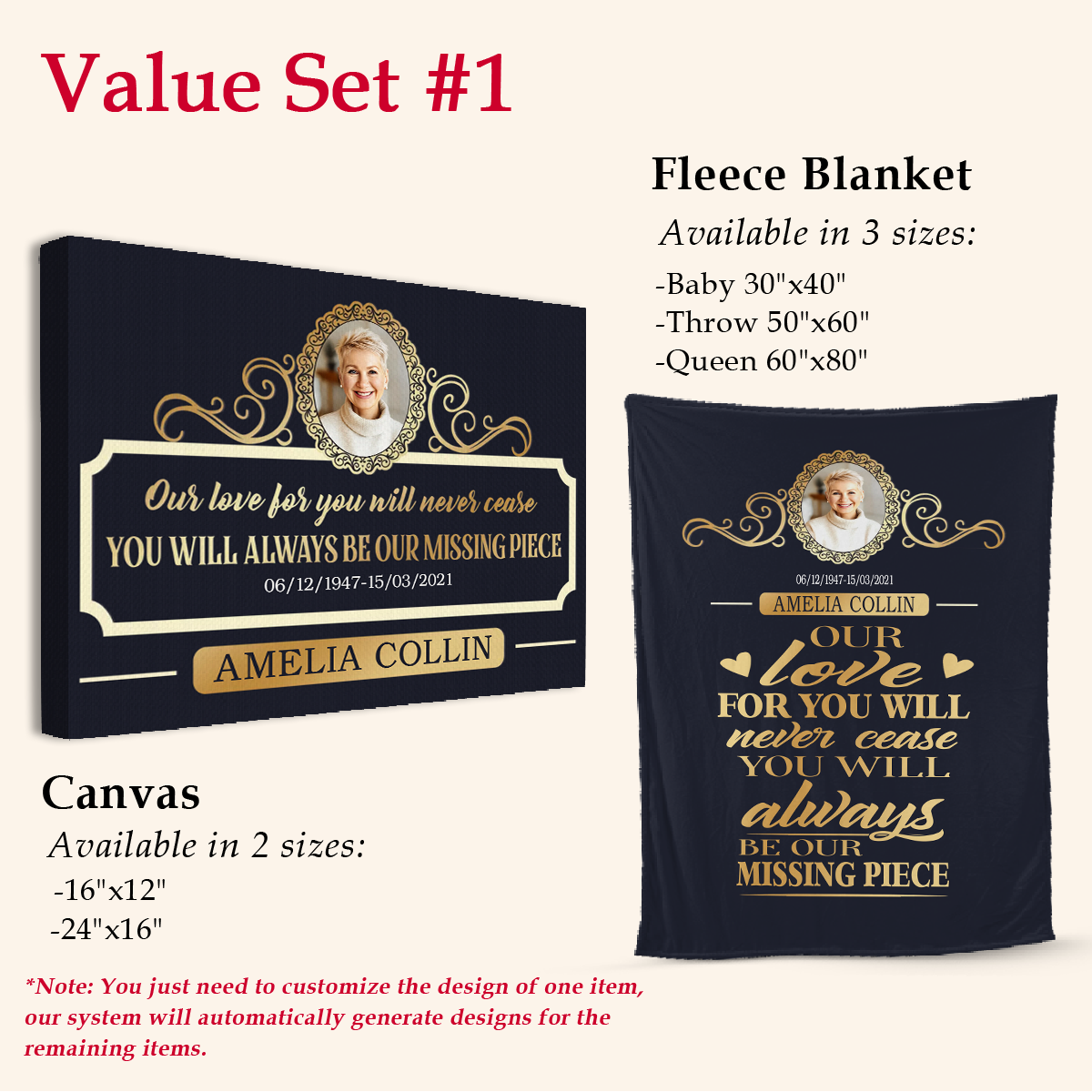 You Will Always Be Our Missing Piece Photo Canvas Memorial