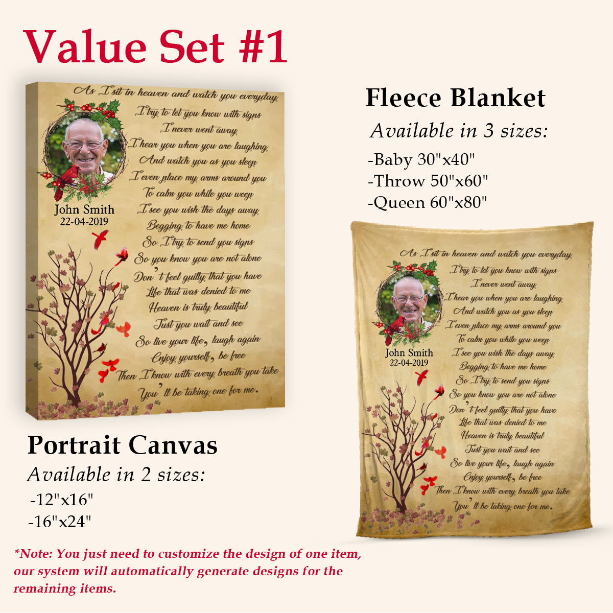 Cardinal Remembrance Custom Photo Canvas Memorial