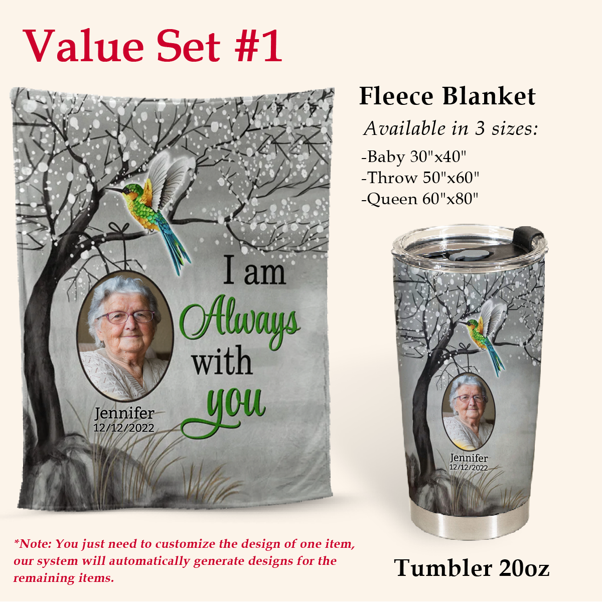 Humming Bird Always With You Personalized Blanket - Memorial