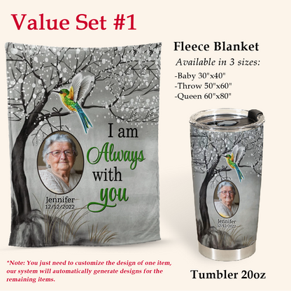Humming Bird Always With You Personalized Blanket - Memorial