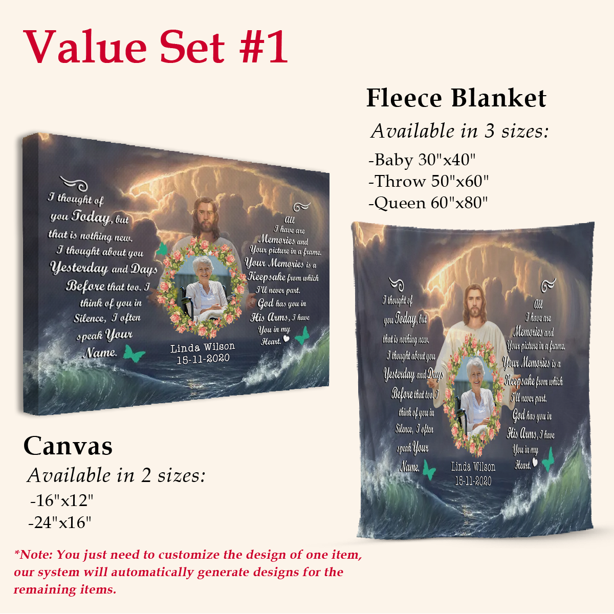 Miss You Everyday Personalized Photo Canvas Memorial