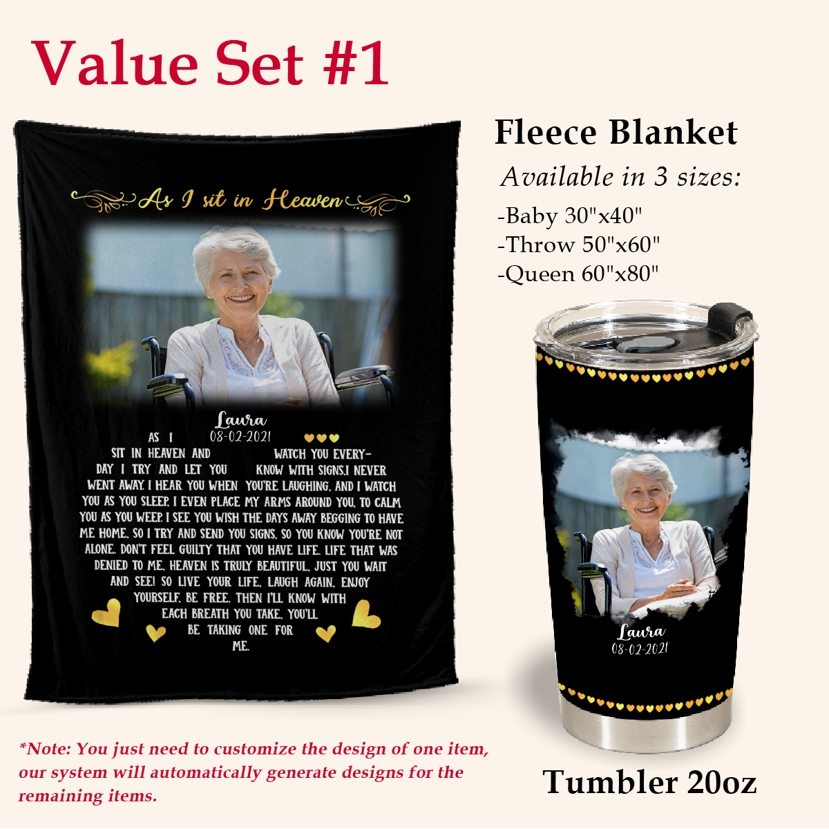As I Sit In Heaven Black Personalized Photo Blanket Memorial
