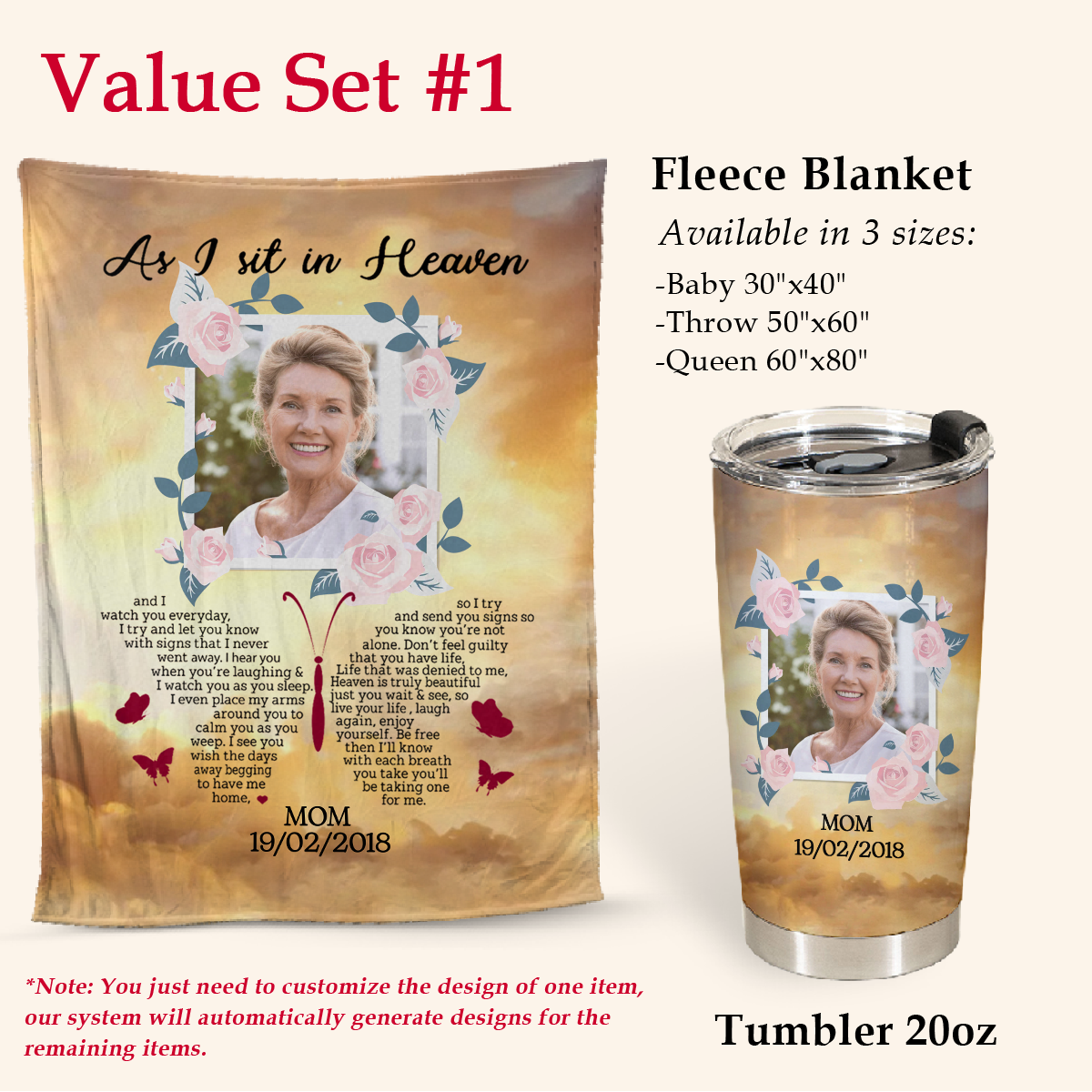 Personalized Memorial Photo Fleece Throw Blanket - Memorial Gift Idea For Family Member - All I Want Is For My Mom In Heaven To Know How Much I Love & Miss Her