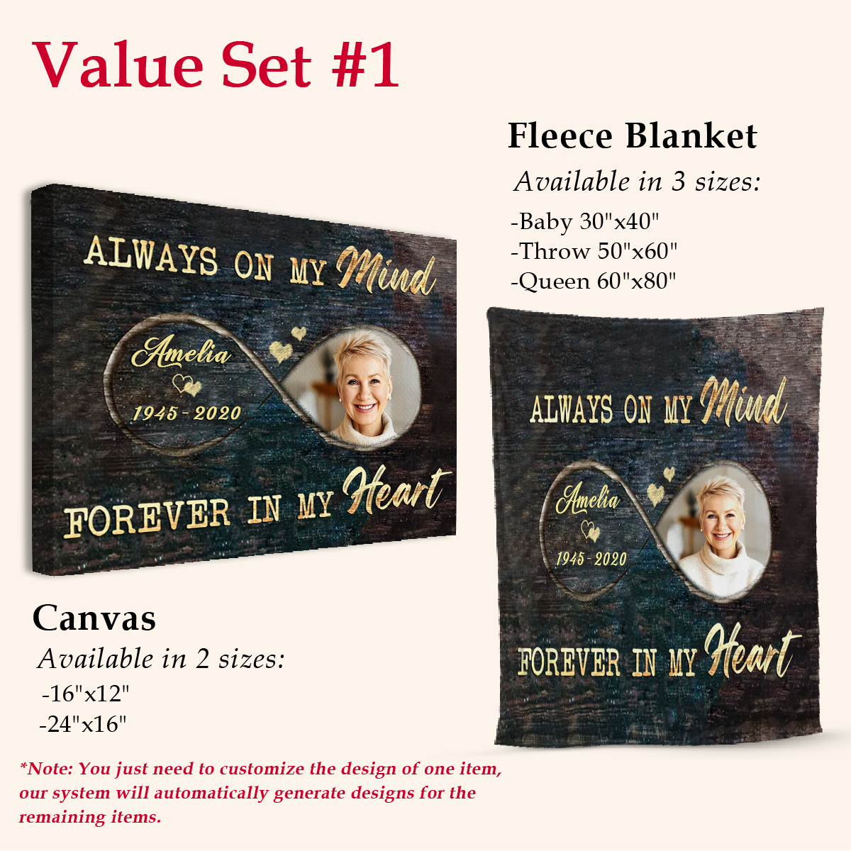 Infinity Love For My Angel Memorial Photo Canvas Memorial Gift