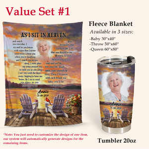 As I Sit In Heaven Personalized Photo Blanket Memorial