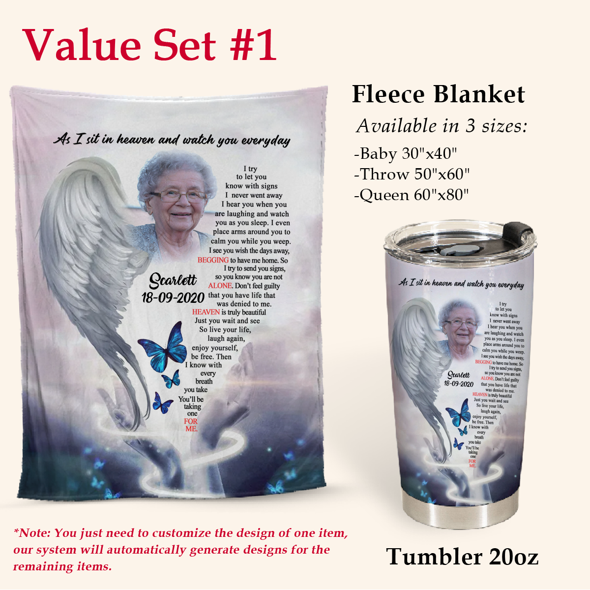Angel Wings Of Mom Custom Photo Blanket Memorial