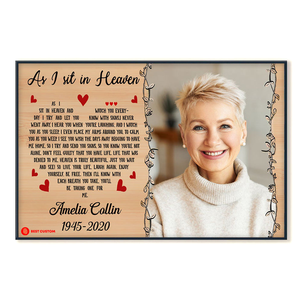 As I Sit In Heaven Vintage Photo Canvas Memorial Gift