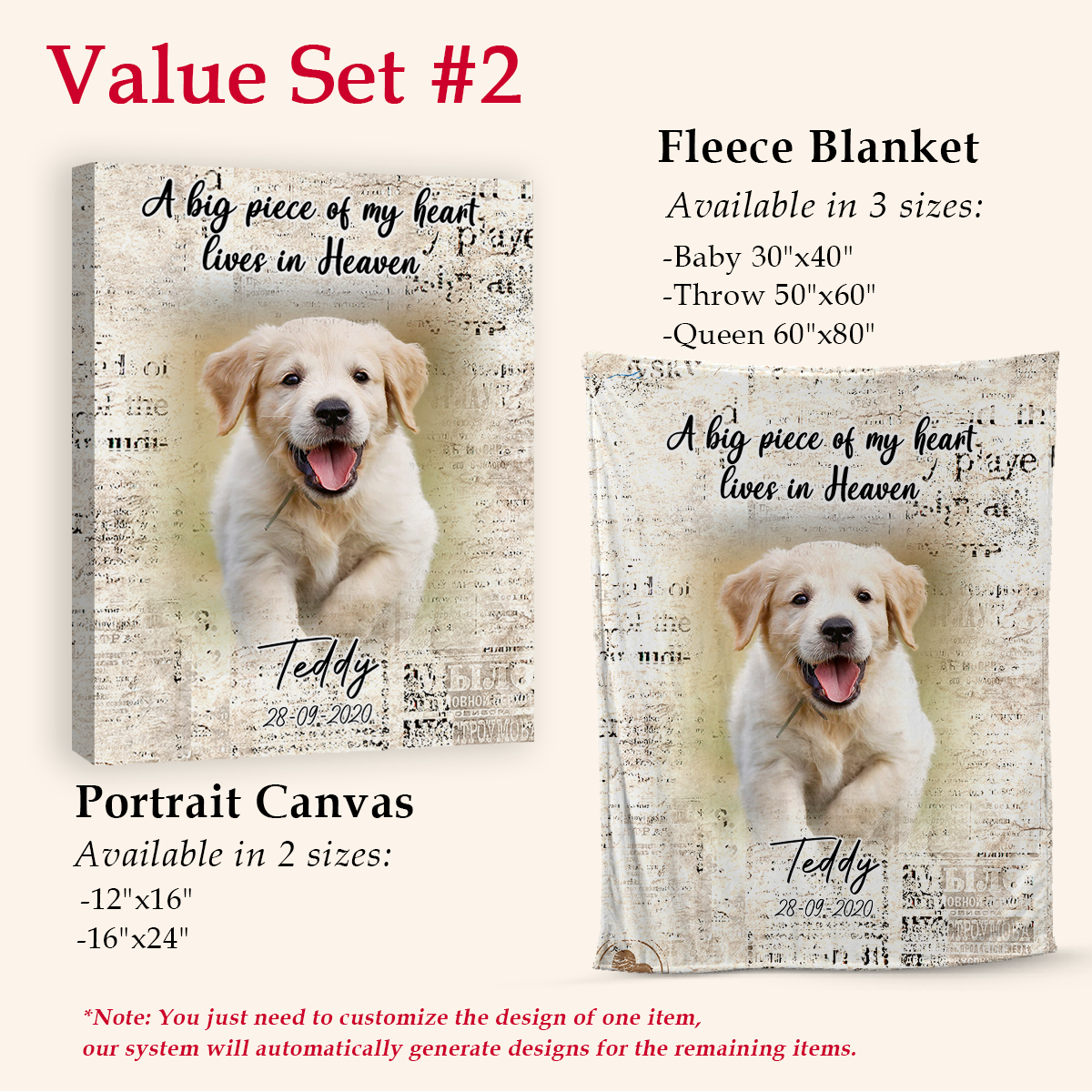 Memorial Blanket For Dog - A Big Piece Of My Heart Lives In Heaven - In Memory Dog Gifts