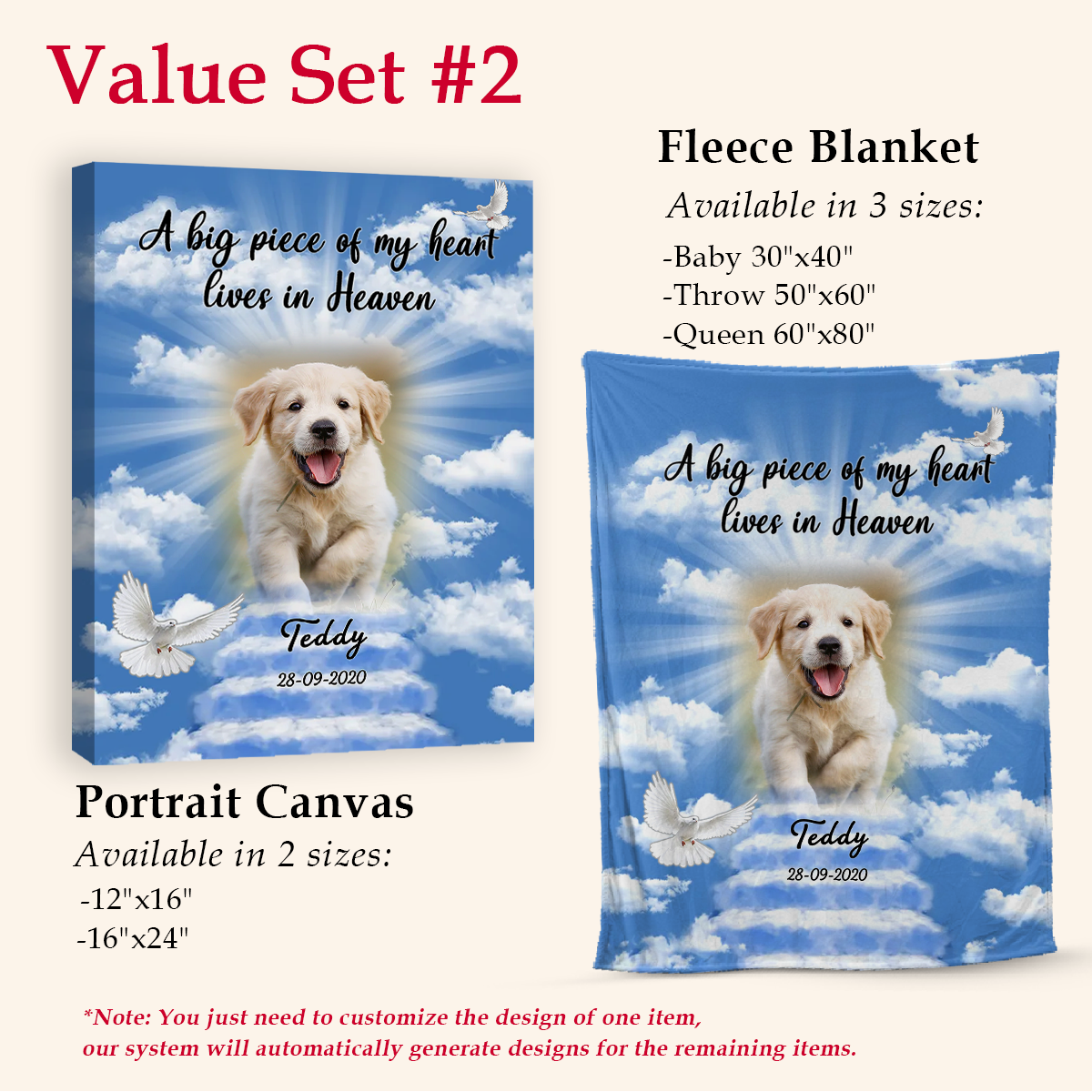 Dog Memorial Blanket - A Piece Of My Heart Lives In Heaven - Memorial Dog Gift