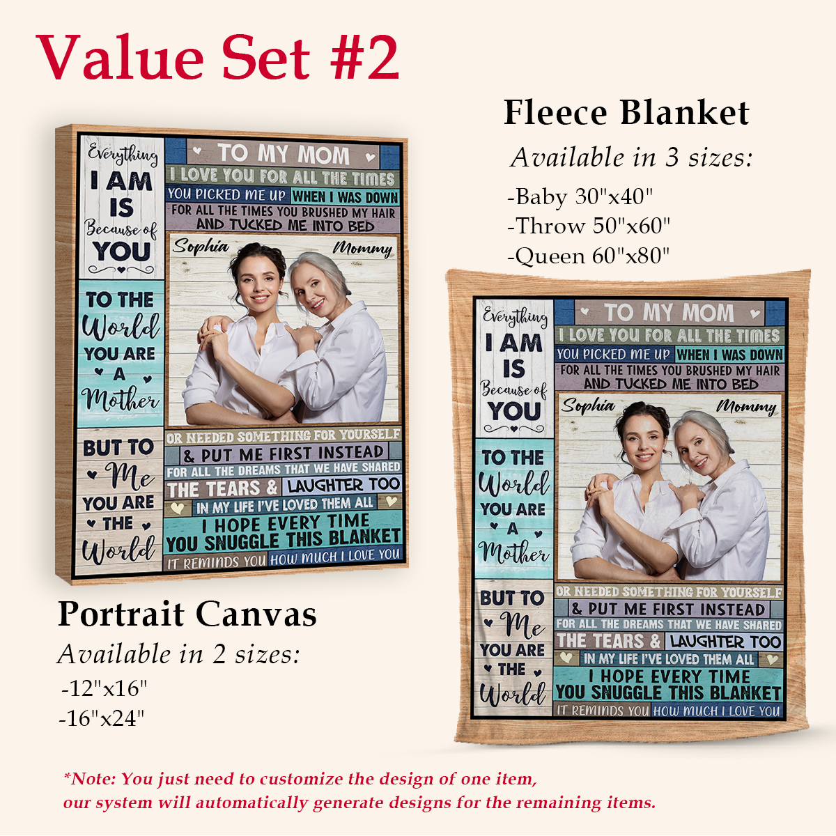 Personalization Gifts For Mom - I Love You For All The Time - Personalized Picture Blanket - Personalized Mother's Day Gift