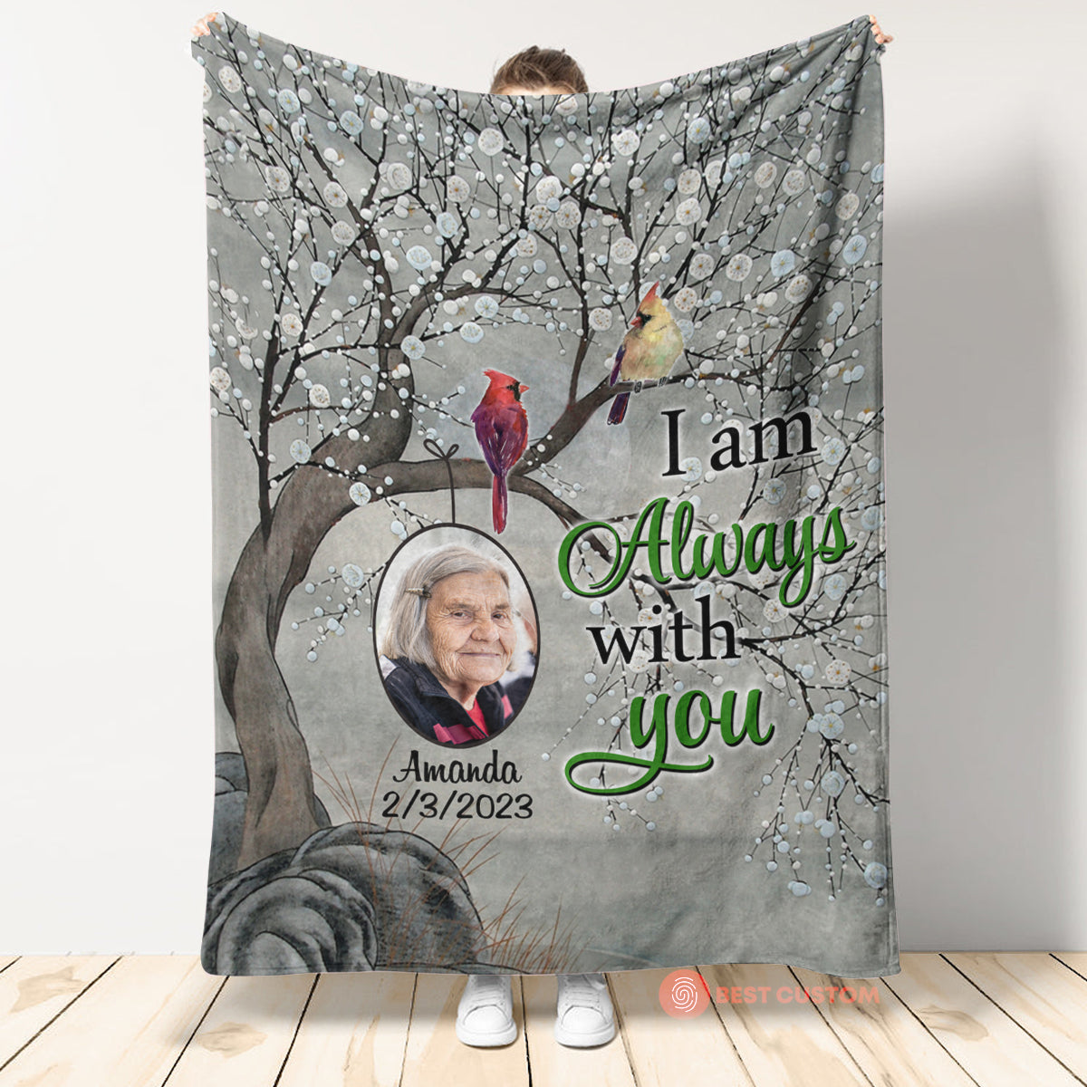 Cardinal Bird - Always With You - Personalized Blanket - Memorial Blanket - Memorial 5_48db0270-afc1-406b-9b00-fabe753292dd.jpg?v=1676427891