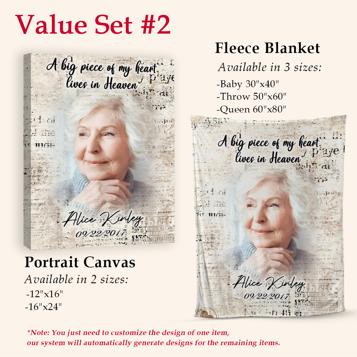 A Big Piece Of My Heart Lives In Heaven Personalized Memorial Blanket