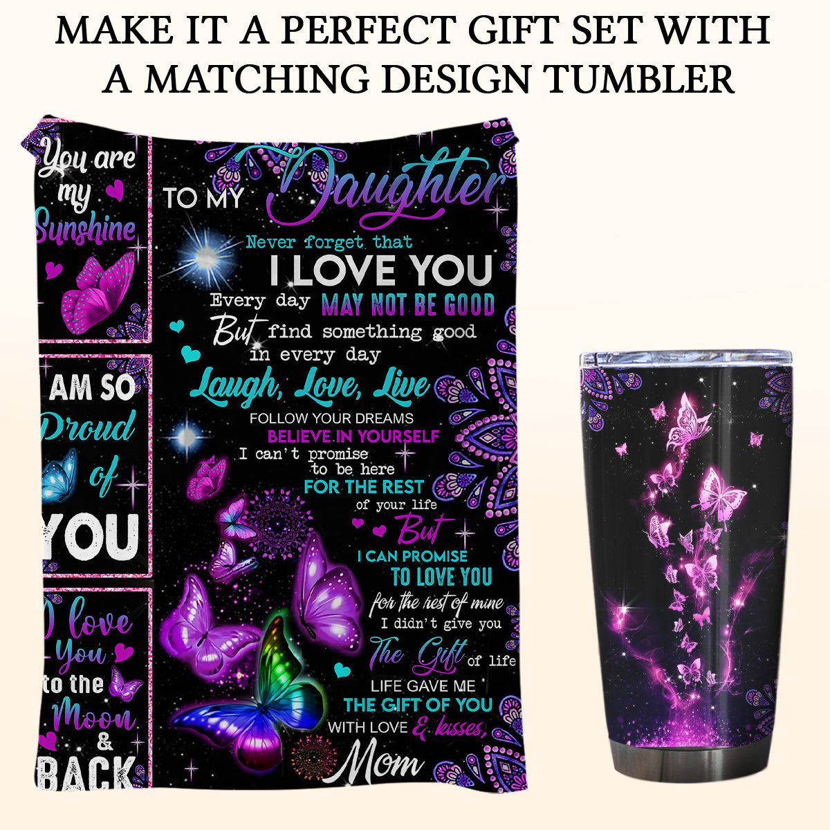Gift For Daughter Blanket, Mom To To Daughter Never forget that I love you Butterfly - Love From Mom
