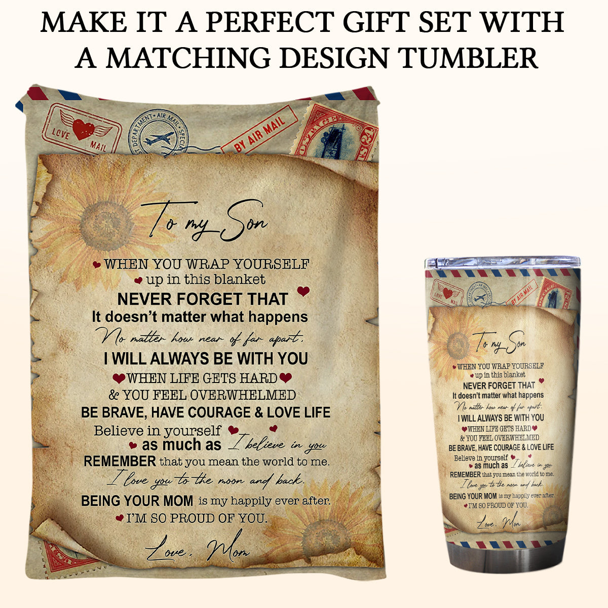 Gift For Son Blanket, From Mom To My Son I'm So Proud Of You Fleece Blanket Gift For Son