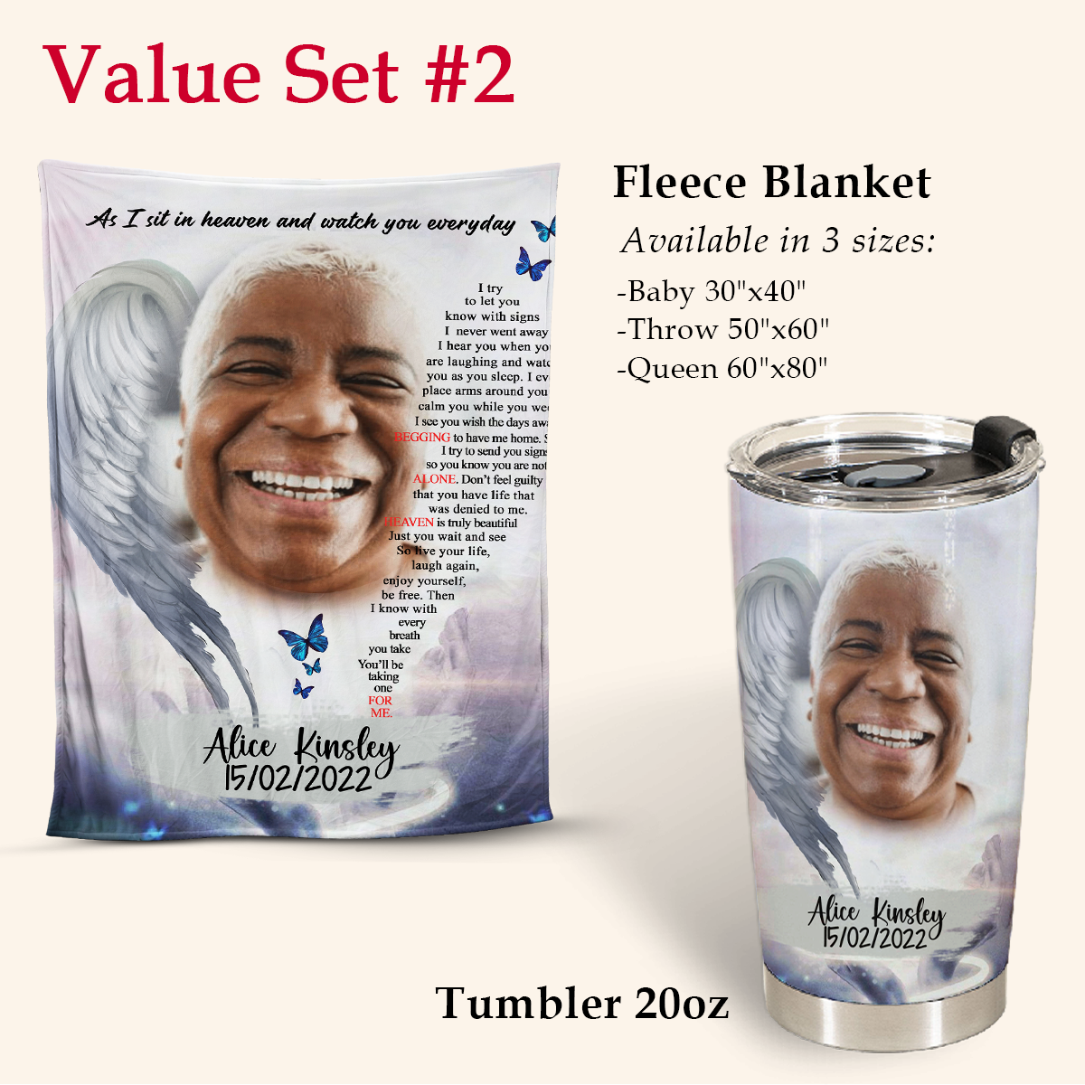 In Loving Memory Gifts - As I Sit In Heaven Angel Wings - Personalized Tumbler Cup