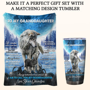 Wolf To My Granddaughter Life Maybe Hard Sometimes Blanket Gift For Granddaughter From Grandpa Home Decor Bedding Couch Sofa Soft And Comfy Cozy