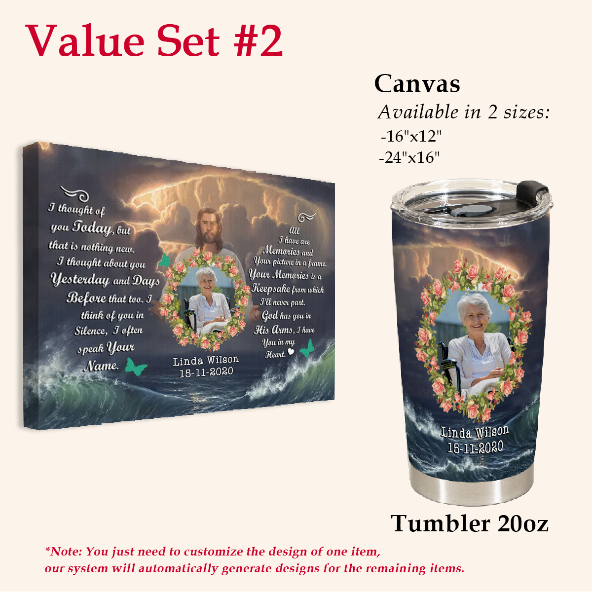 Miss You Everyday Personalized Photo Canvas Memorial