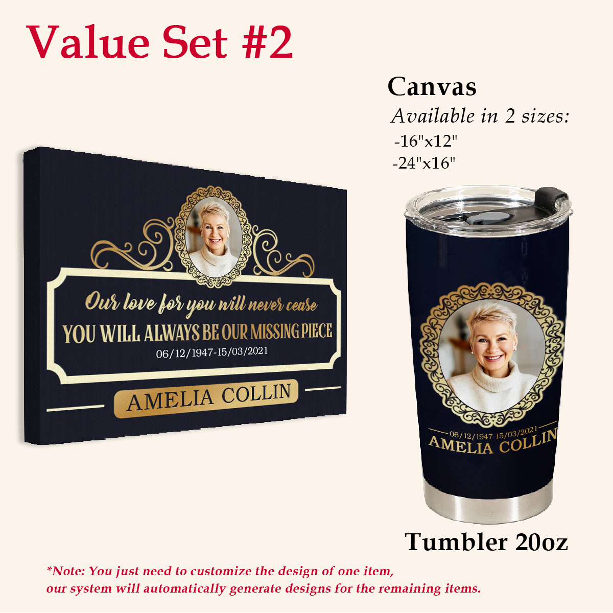 You Will Always Be Our Missing Piece Photo Canvas Memorial